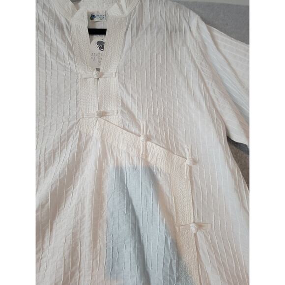 WaterSister Lagenlook Tunic Top 2XL Mandarin Collar Midi Sleeve White NEW‎ - Picture 5 of 11